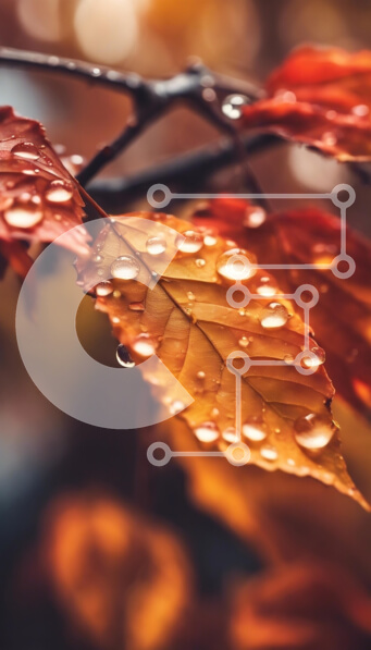 Σετ των 2 Intra Συλλεκτικό Ξύλινο Παζλ Plywood  4mm - Φθινοπωρινά φύλλα με σταγονίδια νερού Σε Ξύλινο Κουτί - Διαστάσεις: 10x10 cm – 25 κομμάτια