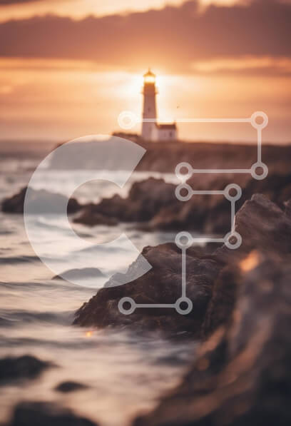 Σετ των 2 Intra Συλλεκτικό Ξύλινο Παζλ Plywood  4mm - Φάρος στο ηλιοβασίλεμα δίπλα στον ωκεανό Σε Ξύλινο Κουτί - Διαστάσεις: 10x10 cm – 25 κομμάτια