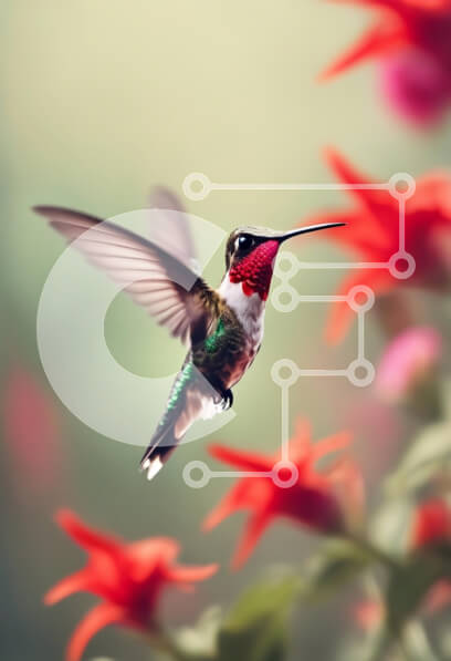 Σετ των 2 Intra Συλλεκτικό Ξύλινο Παζλ Plywood  4mm - Κολίμπρι που αιωρείται κοντά σε λουλούδια Σε Ξύλινο Κουτί - Διαστάσεις: 10x10 cm – 25 κομμάτια