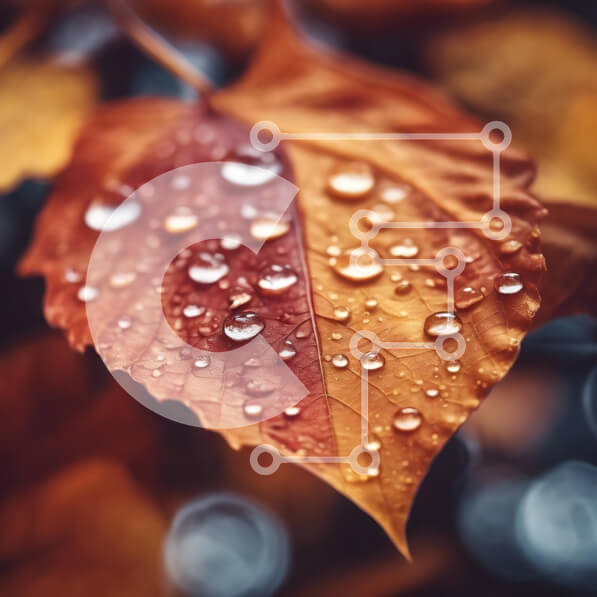 Intra Συλλεκτικό Ξύλινο Παζλ Plywood  4mm - Φθινοπωρινό φύλλο με σταγονίδια νερού Σε Ξύλινο Κουτί - Διαστάσεις: 10x10 cm – 25 κομμάτια