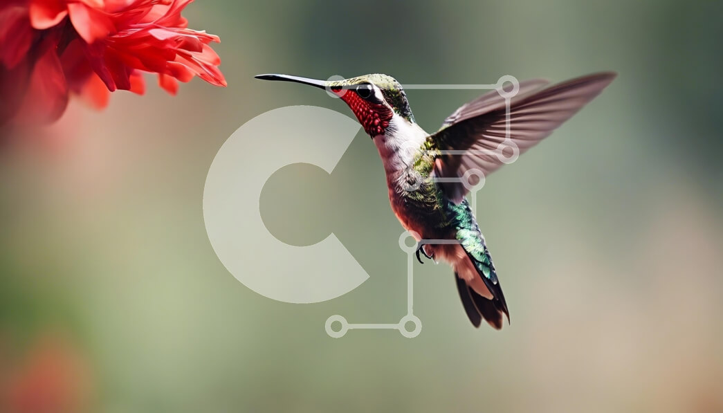 Intra Συλλεκτικό Ξύλινο Παζλ Plywood  4mm - Κολίμπρι που αιωρείται κοντά σε ένα κόκκινο λουλούδι Σε Ξύλινο Κουτί - Διαστάσεις: 10x10 cm – 25 κομμάτια