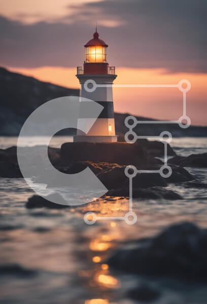 Σετ των 2 Intra Συλλεκτικό Ξύλινο Παζλ Plywood  4mm - Φάρος στο Λυκόφως δίπλα στη θάλασσα Σε Ξύλινο Κουτί - Διαστάσεις: 10x10 cm – 25 κομμάτια