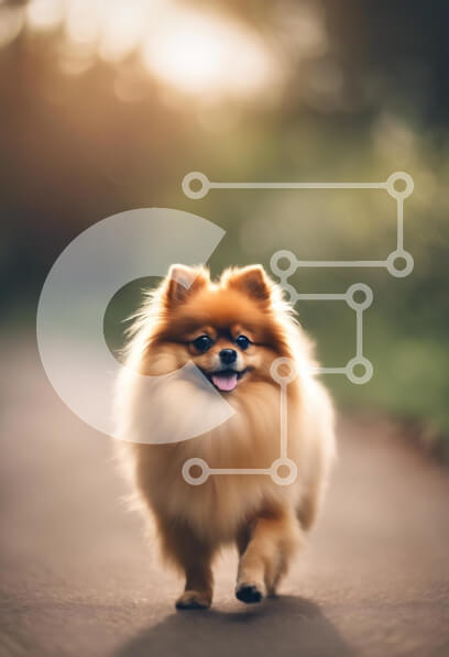 Σετ των 2 Intra Συλλεκτικό Ξύλινο Παζλ Plywood  4mm - Χαρούμενος Πομερανίας που περπατά στο φως του ήλιου Σε Ξύλινο Κουτί - Διαστάσεις: 10x10 cm – 25 κομμάτια