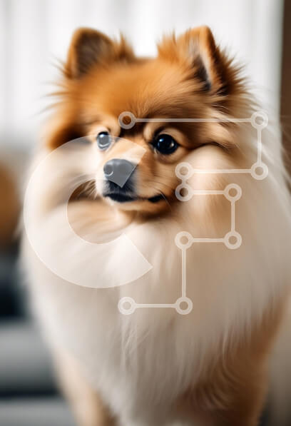 Σετ των 2 Intra Συλλεκτικό Ξύλινο Παζλ Plywood  4mm - Χνουδωτό σκυλί Pomeranian σε εσωτερικό περιβάλλον Σε Ξύλινο Κουτί - Διαστάσεις: 10x10 cm – 25 κομμάτια