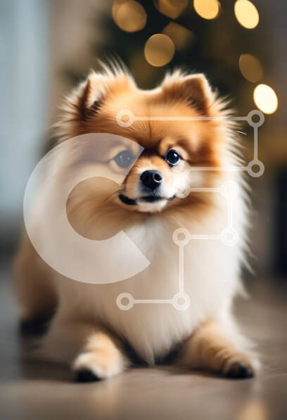 Σετ των 2 Intra Συλλεκτικό Ξύλινο Παζλ Plywood  4mm - Χνουδωτό σκυλί Pomeranian σε ένα ζεστό περιβάλλον Σε Ξύλινο Κουτί - Διαστάσεις: 10x10 cm – 25 κομμάτια