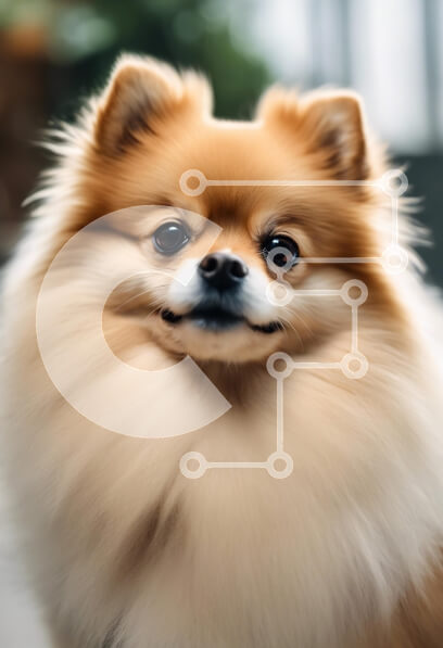 Σετ των 2 Intra Συλλεκτικό Ξύλινο Παζλ Plywood  4mm - Χνουδωτό σκυλί Pomeranian που κοιτάζει την κάμερα Σε Ξύλινο Κουτί - Διαστάσεις: 10x10 cm – 25 κομμάτια