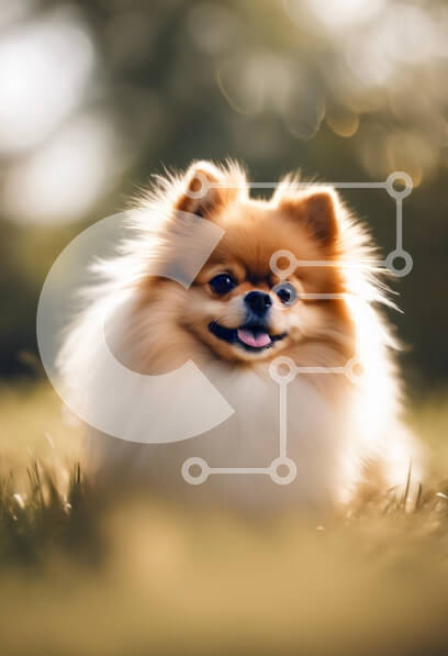 Σετ των 2 Intra Συλλεκτικό Ξύλινο Παζλ Plywood  4mm - Χνουδωτό σκυλί Pomeranian στο γρασίδι Σε Ξύλινο Κουτί - Διαστάσεις: 10x10 cm – 25 κομμάτια