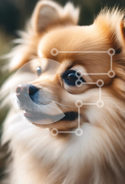 Σετ των 2 Intra Συλλεκτικό Ξύλινο Παζλ Plywood  4mm - Κοντινό πλάνο ενός χνουδωτού σκύλου Σε Ξύλινο Κουτί - Διαστάσεις: 10x10 cm – 25 κομμάτια