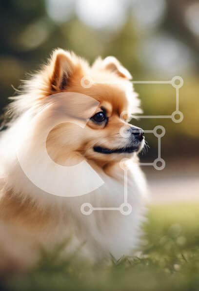 Σετ των 2 Intra Συλλεκτικό Ξύλινο Παζλ Plywood  4mm - Χνουδωτό σκυλί Pomeranian σε φυσικό περιβάλλον Σε Ξύλινο Κουτί - Διαστάσεις: 10x10 cm – 25 κομμάτια