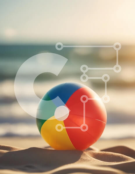 Intra Συλλεκτικό Ξύλινο Παζλ Plywood  4mm - Πολύχρωμη μπάλα παραλίας στην άμμο δίπλα στον ωκεανό Σε Ξύλινο Κουτί - Διαστάσεις Puzzle: 10x10 cm – 25 κομμάτια