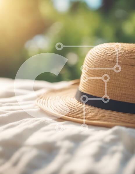 Intra Συλλεκτικό Ξύλινο Παζλ Plywood  4mm - Ψάθινο καπέλο σε μαλακή επιφάνεια κάτω από το φως του ήλιου Σε Ξύλινο Κουτί - Διαστάσεις: 10x10 cm – 25 κομμάτια