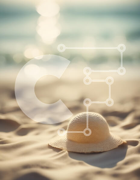 Intra Συλλεκτικό Ξύλινο Παζλ Plywood  4mm - Ψάθινο καπέλο σε μια παραλία Σε Ξύλινο Κουτί - Διαστάσεις: 10x10 cm – 25 κομμάτια