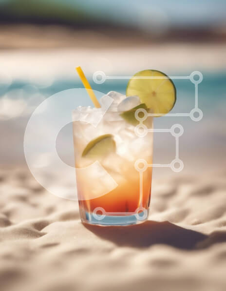 Σετ των 2 Intra Συλλεκτικό Ξύλινο Παζλ Plywood  4mm - Δροσιστικό κοκτέιλ στην παραλία Σε Ξύλινο Κουτί - Διαστάσεις: 10x10 cm – 25 κομμάτια