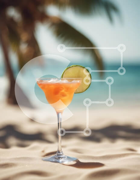 Σετ των 2 Intra Συλλεκτικό Ξύλινο Παζλ Plywood  4mm - Τροπικό κοκτέιλ στην παραλία Σε Ξύλινο Κουτί - Διαστάσεις: 10x10 cm – 25 κομμάτια