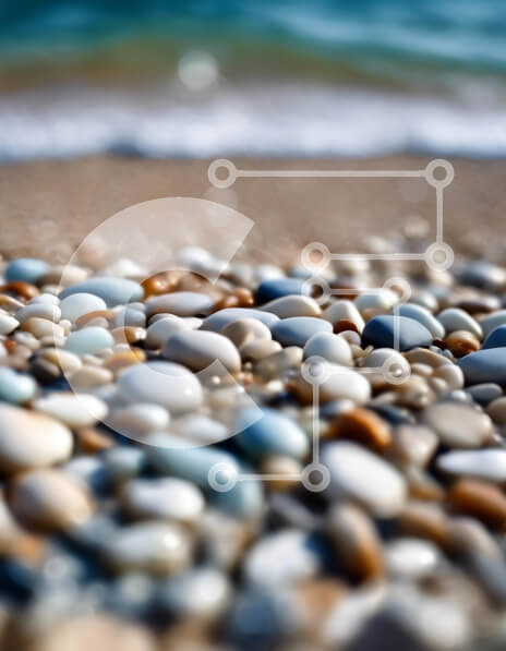 Σετ των 2 Intra Συλλεκτικό Ξύλινο Παζλ Plywood  4mm - Πολύχρωμα βότσαλα σε μια παραλία Σε Ξύλινο Κουτί - Διαστάσεις: 10x10 cm – 25 κομμάτια