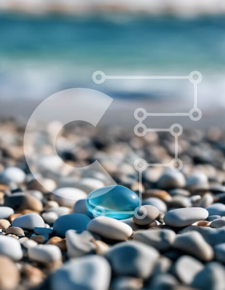 Σετ των 2 Intra Συλλεκτικό Ξύλινο Παζλ Plywood  4mm - Μπλε πέτρα στα βότσαλα δίπλα στη θάλασσα Σε Ξύλινο Κουτί - Διαστάσεις: 10x10 cm – 25 κομμάτια