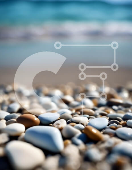 Intra Συλλεκτικό Ξύλινο Παζλ Plywood  4mm - Κοντινό πλάνο των βότσαλων παραλίας με τα κύματα του ωκεανού Σε Ξύλινο Κουτί - Διαστάσεις: 10x10 cm – 25 κομμάτια