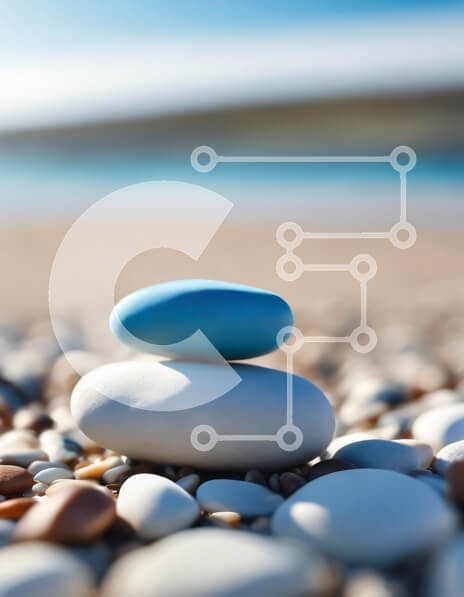 Intra Συλλεκτικό Ξύλινο Παζλ Plywood  4mm - Ισορροπημένες πέτρες σε μια βοτσαλωτή ακτή Σε Ξύλινο Κουτί - Διαστάσεις: 10x10 cm – 25 κομμάτια