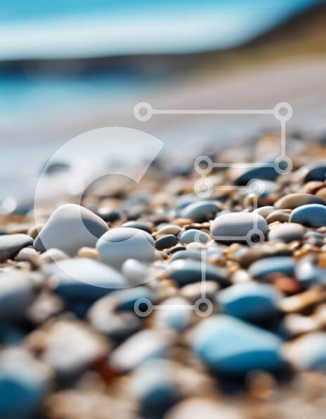 Σετ των 2 Intra Συλλεκτικό Ξύλινο Παζλ Plywood  4mm - Κοντινό πλάνο πέτρες παραλίας με φόντο ωκεανού Σε Ξύλινο Κουτί - Διαστάσεις: 10x10 cm – 25 κομμάτια