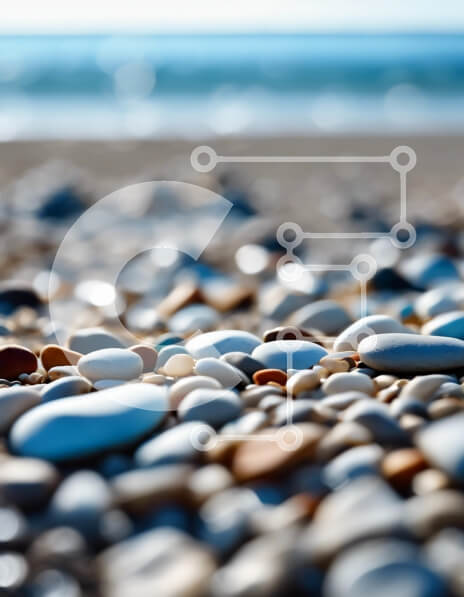 Intra Συλλεκτικό Ξύλινο Παζλ Plywood  4mm - Βότσαλα στην παραλία με φόντο του ωκεανού Σε Ξύλινο Κουτί - Διαστάσεις: 10x10 cm – 25 κομμάτια