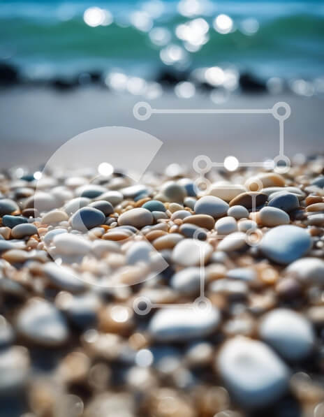 Intra Συλλεκτικό Ξύλινο Παζλ Plywood  4mm - Βότσαλα στην παραλία με απαλά κύματα Σε Ξύλινο Κουτί - Διαστάσεις: 10x10 cm – 25 κομμάτια