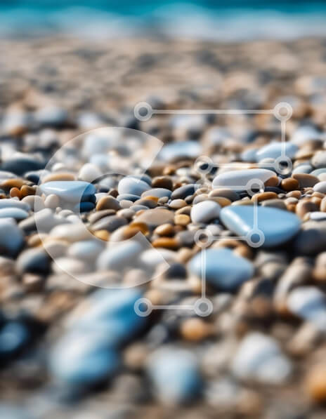 Intra Συλλεκτικό Ξύλινο Παζλ Plywood  4mm - Κοντινό πλάνο με βότσαλα σε μια παραλία Σε Ξύλινο Κουτί - Διαστάσεις: 10x10 cm – 25 κομμάτια