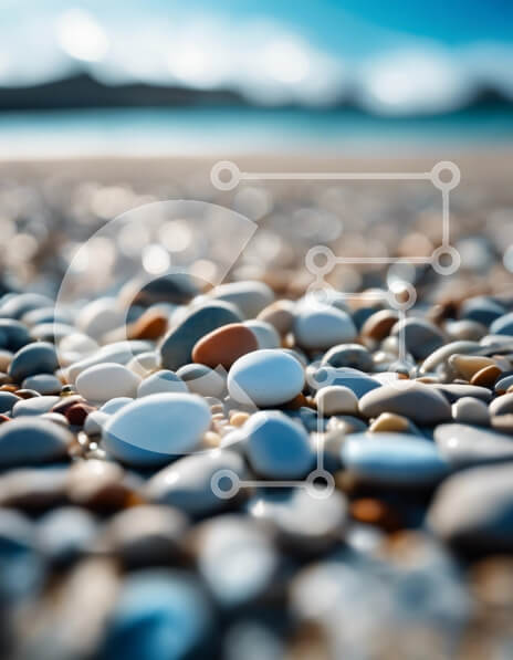 Intra Συλλεκτικό Ξύλινο Παζλ Plywood  4mm - Πολύχρωμα βότσαλα σε μια παραλία Σε Ξύλινο Κουτί - Διαστάσεις: 10x10 cm – 25 κομμάτια