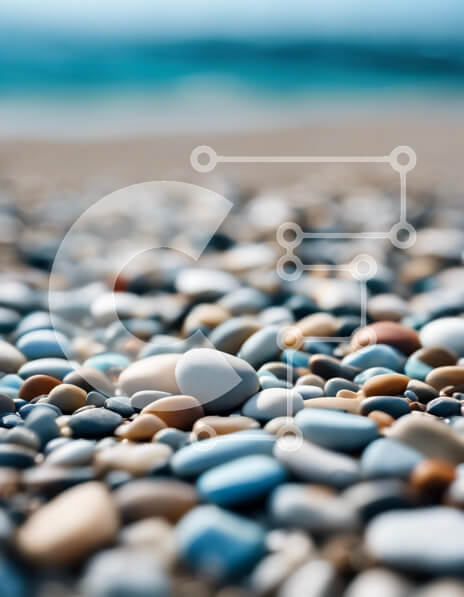 Σετ των 2 Intra Συλλεκτικό Ξύλινο Παζλ Plywood  4mm - Βότσαλα σε μια παραλία με θολό φόντο του ωκεανού Σε Ξύλινο Κουτί - Διαστάσεις: 10x10 cm – 25 κομμάτια