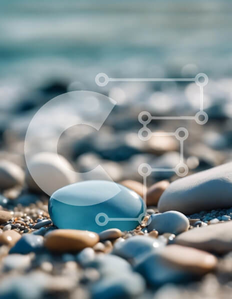 Intra Συλλεκτικό Ξύλινο Παζλ Plywood  4mm - Μπλε πέτρα στην παραλία με βότσαλα Σε Ξύλινο Κουτί - Διαστάσεις: 10x10 cm – 25 κομμάτια