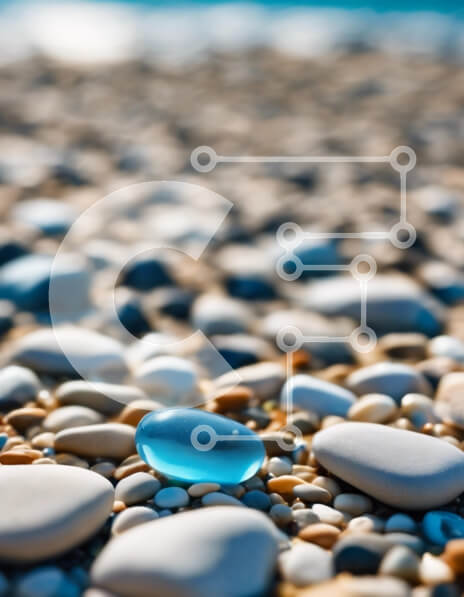 Intra Συλλεκτικό Ξύλινο Παζλ Plywood  4mm - Μπλε πέτρα στα βότσαλα παραλίας Σε Ξύλινο Κουτί - Διαστάσεις: 10x10 cm – 25 κομμάτια