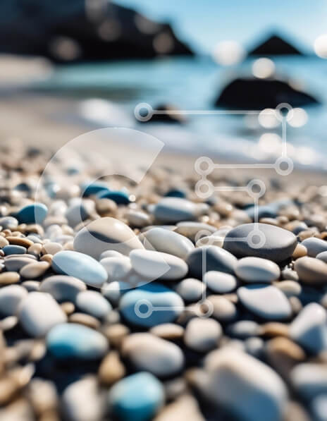 Σετ των 2 Intra Συλλεκτικό Ξύλινο Παζλ Plywood  4mm - Παραλία με βότσαλα με λείες πέτρες και θέα στον ωκεανό Σε Ξύλινο Κουτί - Διαστάσεις: 10x10 cm – 25 κομμάτια