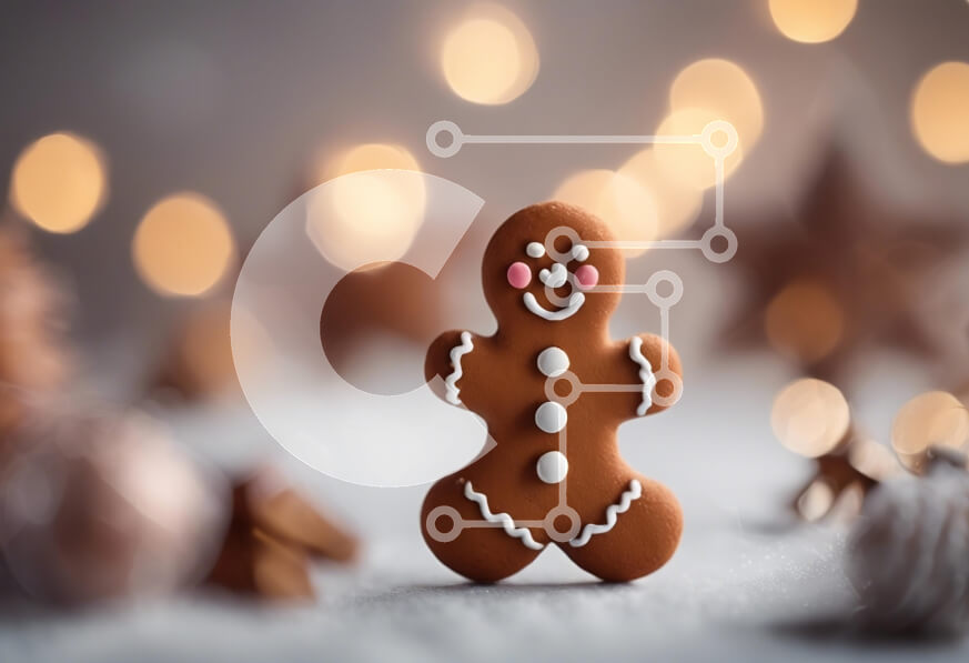 Intra Συλλεκτικό Ξύλινο Παζλ Plywood  4mm - Χαρούμενο μπισκότο μελόψωμο με εορταστικά στολίδια Σε Ξύλινο Κουτί - Διαστάσεις: 10x10 cm – 25 κομμάτια