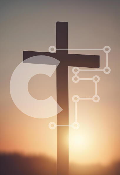 Intra Συλλεκτικό Ξύλινο Παζλ Plywood  4mm - Σιλουέτα ενός σταυρού στο ηλιοβασίλεμα Σε Ξύλινο Κουτί - Διαστάσεις Puzzle: 10x10 cm – 25 κομμάτια