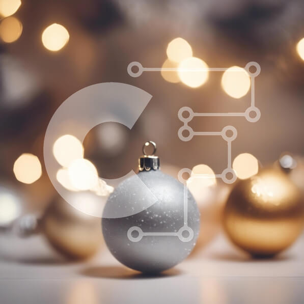 Intra Συλλεκτικό Ξύλινο Παζλ Plywood  4mm - Ασημένιο χριστουγεννιάτικο στολίδι με φώτα Bokeh Σε Ξύλινο Κουτί - Διαστάσεις: 10x10 cm – 25 κομμάτια