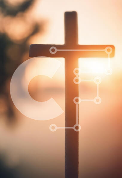 Intra Συλλεκτικό Ξύλινο Παζλ Plywood  4mm - Cross Silhouette Against Sunset Σε Ξύλινο Κουτί - Διαστάσεις Puzzle: 10x10 cm – 25 κομμάτια