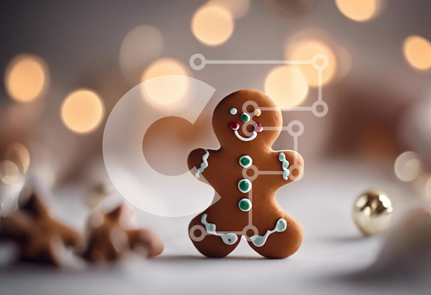 Σετ των 2 Intra Συλλεκτικό Ξύλινο Παζλ Plywood  4mm - Μπισκότο με μελόψωμο άνδρα με εορταστικό φόντο Σε Ξύλινο Κουτί - Διαστάσεις: 10x10 cm – 25 κομμάτια