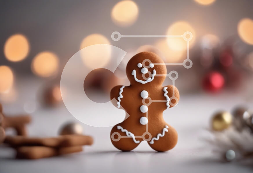 Intra Συλλεκτικό Ξύλινο Παζλ Plywood  4mm - Χαρούμενο μπισκότο με μελόψωμο σε ένα εορταστικό περιβάλλον Σε Ξύλινο Κουτί - Διαστάσεις: 10x10 cm – 25 κομμάτια