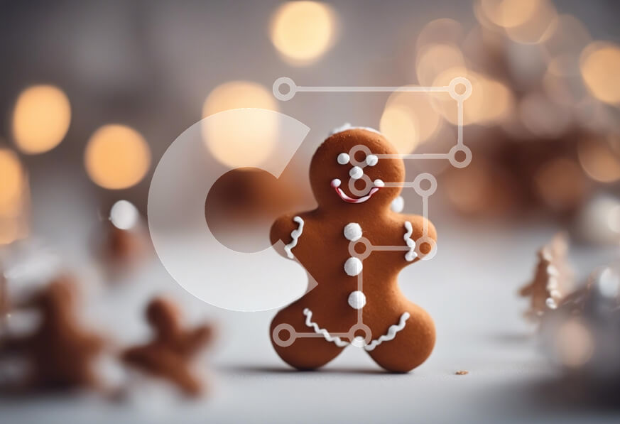 Intra Συλλεκτικό Ξύλινο Παζλ Plywood  4mm - Χαρούμενο μπισκότο με μελόψωμο με φόντο Bokeh Σε Ξύλινο Κουτί - Διαστάσεις: 10x10 cm – 25 κομμάτια