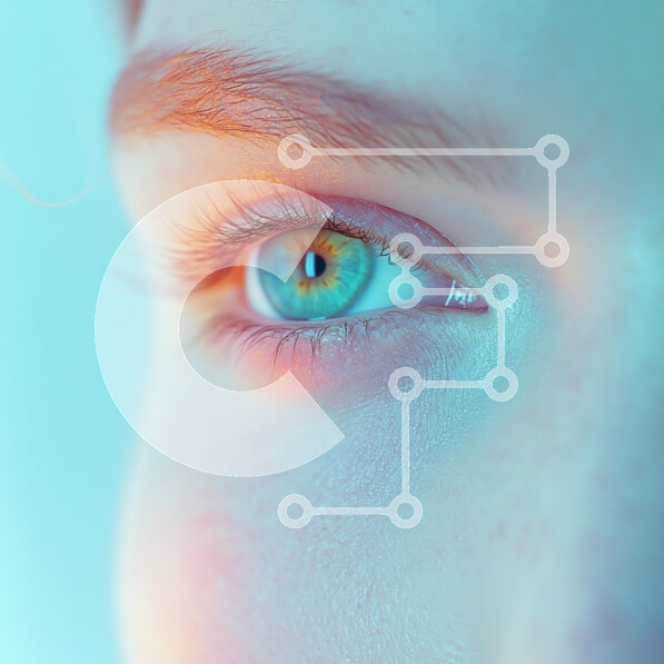 Σετ των 2 Intra Συλλεκτικό Ξύλινο Παζλ Plywood  4mm - Κοντινό πλάνο ενός όμορφου ματιού με τιρκουάζ χρώμα Σε Ξύλινο Κουτί - Διαστάσεις: 10x10 cm – 25 κομμάτια