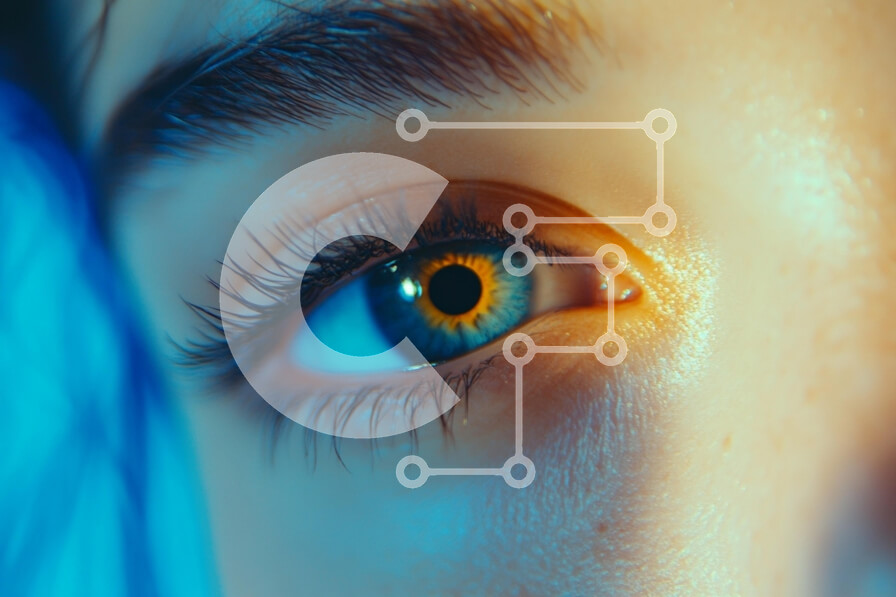 Intra Συλλεκτικό Ξύλινο Παζλ Plywood  4mm - Κοντινό πλάνο ενός ανθρώπινου ματιού με ζωηρά χρώματα Σε Ξύλινο Κουτί - Διαστάσεις Puzzle: 10x10 cm – 25 κομμάτια