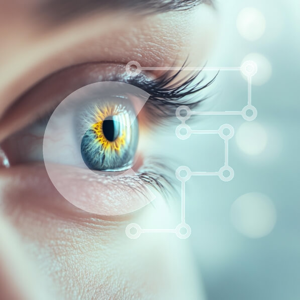 Σετ των 2 Intra Συλλεκτικό Ξύλινο Παζλ Plywood  4mm - Κοντινό πλάνο ενός ανθρώπινου ματιού με ζωηρά χρώματα ίριδας Σε Ξύλινο Κουτί - Διαστάσεις: 10x10 cm – 25 κομμάτια