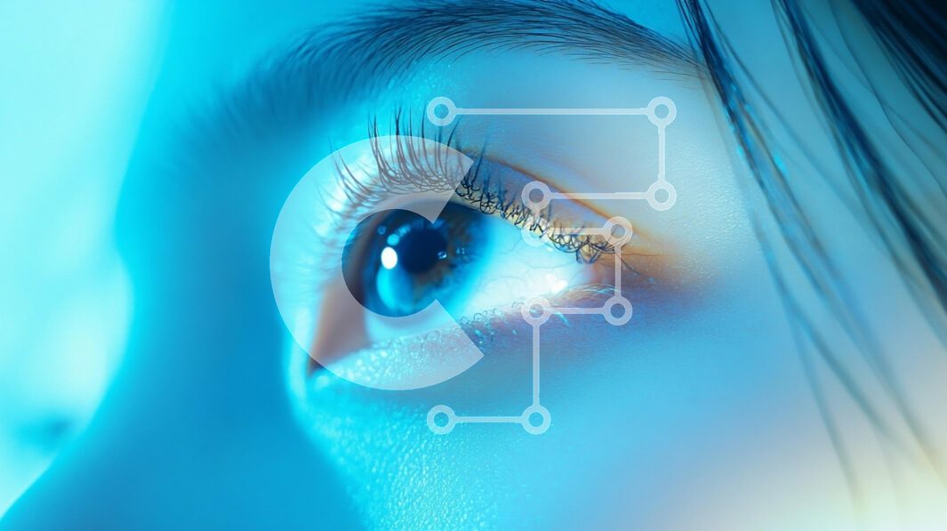 Intra Συλλεκτικό Ξύλινο Παζλ Plywood  4mm - Κοντινό πλάνο ενός ματιού με μπλε φως Σε Ξύλινο Κουτί - Διαστάσεις Puzzle: 10x10 cm – 25 κομμάτια