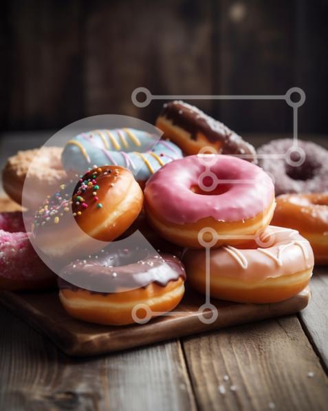 Σετ των 2 Intra Συλλεκτικό Ξύλινο Παζλ Plywood  4mm - Νόστιμη εικόνα με πολύχρωμα ντόνατς με ψεκασμούς Σε Ξύλινο Κουτί - Διαστάσεις: 10x10 cm – 25 κομμάτια