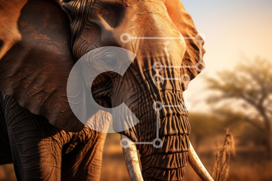 Σετ των 2 Intra Συλλεκτικό Ξύλινο Παζλ Plywood  4mm - Κοντινό πλάνο ενός ελέφαντα στη σαβάνα Σε Ξύλινο Κουτί - Διαστάσεις: 10x10 cm – 25 κομμάτια