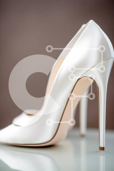 Intra Συλλεκτικό Ξύλινο Παζλ Plywood  4mm - Κομψές λευκές σατέν ψηλοτάκουνες γόβες Σε Ξύλινο Κουτί - Διαστάσεις Puzzle: 10x10 cm – 25 κομμάτια