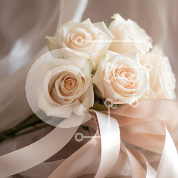 Σετ των 2 Intra Συλλεκτικό Ξύλινο Παζλ Plywood  4mm - Κομψό μπουκέτο κρέμα τριαντάφυλλα με κορδέλες Σε Ξύλινο Κουτί - Διαστάσεις: 10x10 cm – 25 κομμάτια