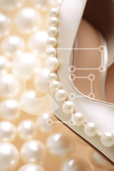 Intra Συλλεκτικό Ξύλινο Παζλ Plywood  4mm - Κομψά μαργαριταρένια παπούτσια σε φόντο μαργαριταριού Σε Ξύλινο Κουτί - Διαστάσεις Puzzle: 10x10 cm – 25 κομμάτια