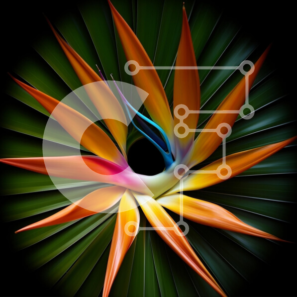 Intra Συλλεκτικό Ξύλινο Παζλ Plywood  4mm - Ζωντανό λουλούδι Bird of Paradise ενάντια στα πράσινα φύλλα Σε Ξύλινο Κουτί - Διαστάσεις: 10x10 cm – 25 κομμάτια