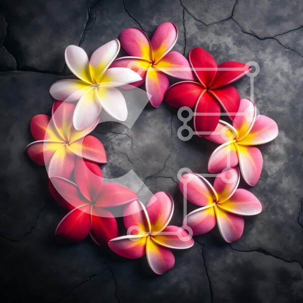 Σετ των 2 Intra Συλλεκτικό Ξύλινο Παζλ Plywood  4mm - Κυκλική διάταξη λουλουδιών Plumeria Σε Ξύλινο Κουτί - Διαστάσεις: 10x10 cm – 25 κομμάτια