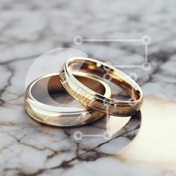 Intra Συλλεκτικό Ξύλινο Παζλ Plywood  4mm - Χρυσές Βέρες σε μαρμάρινη επιφάνεια Σε Ξύλινο Κουτί - Διαστάσεις: 10x10 cm – 25 κομμάτια